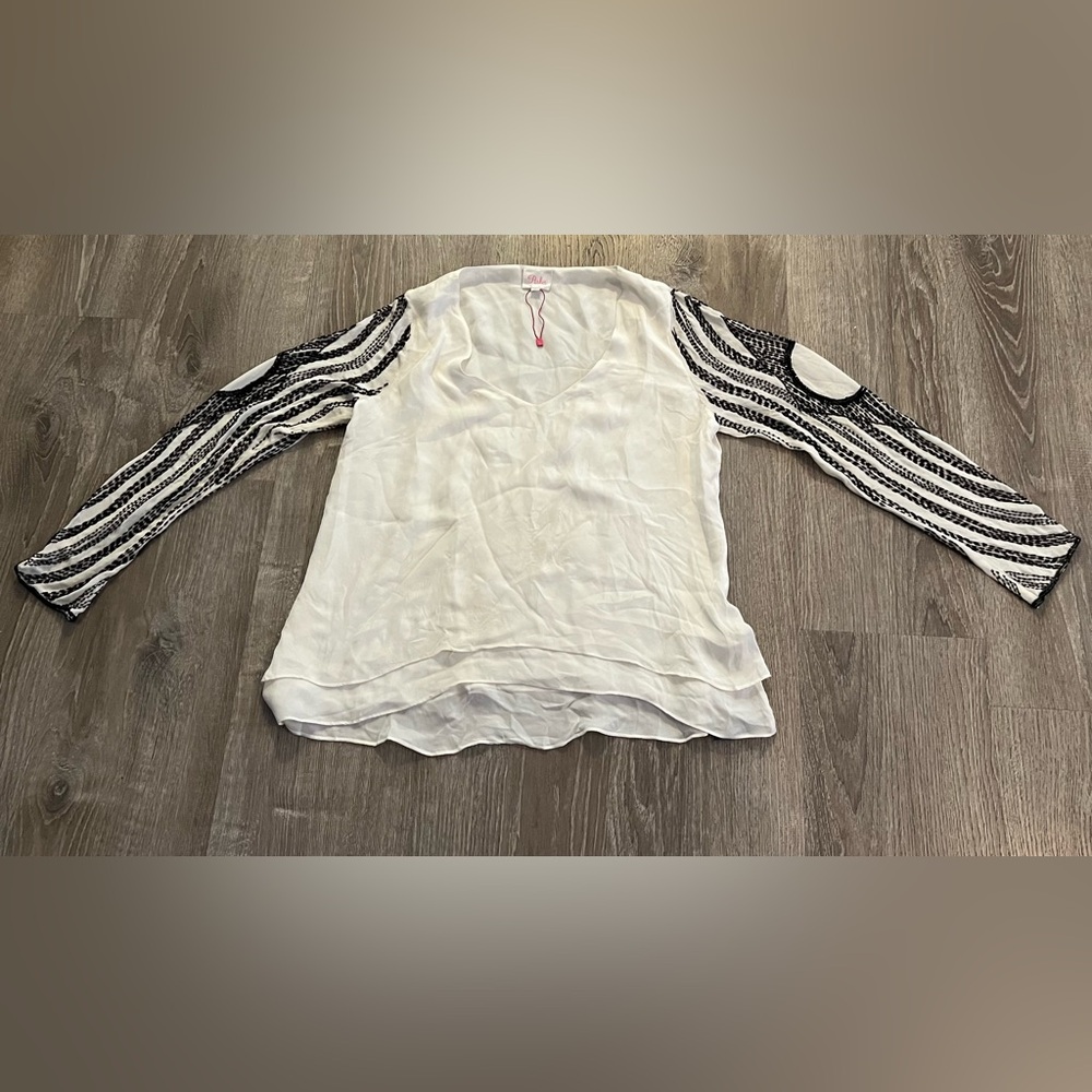 Parker beaded top 100% silk NWOT